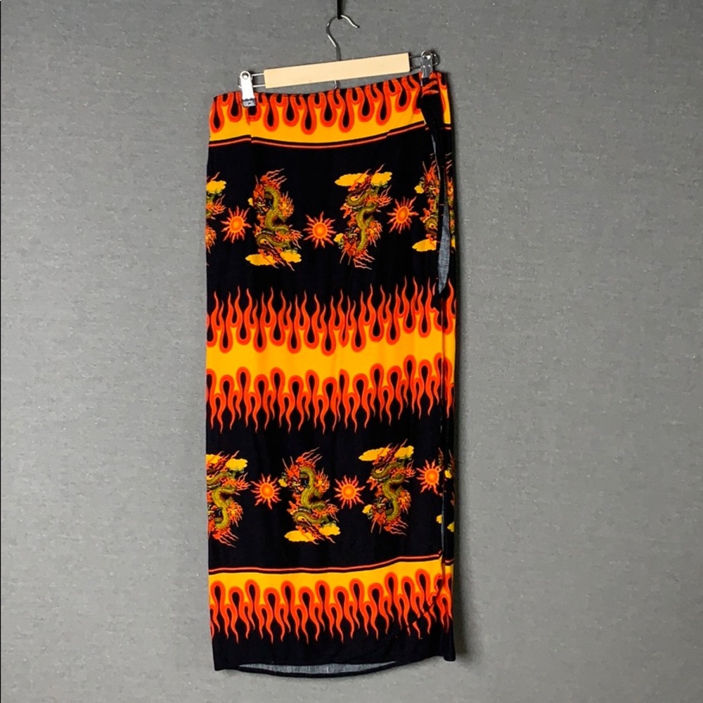 Dragon flame wrap skirt